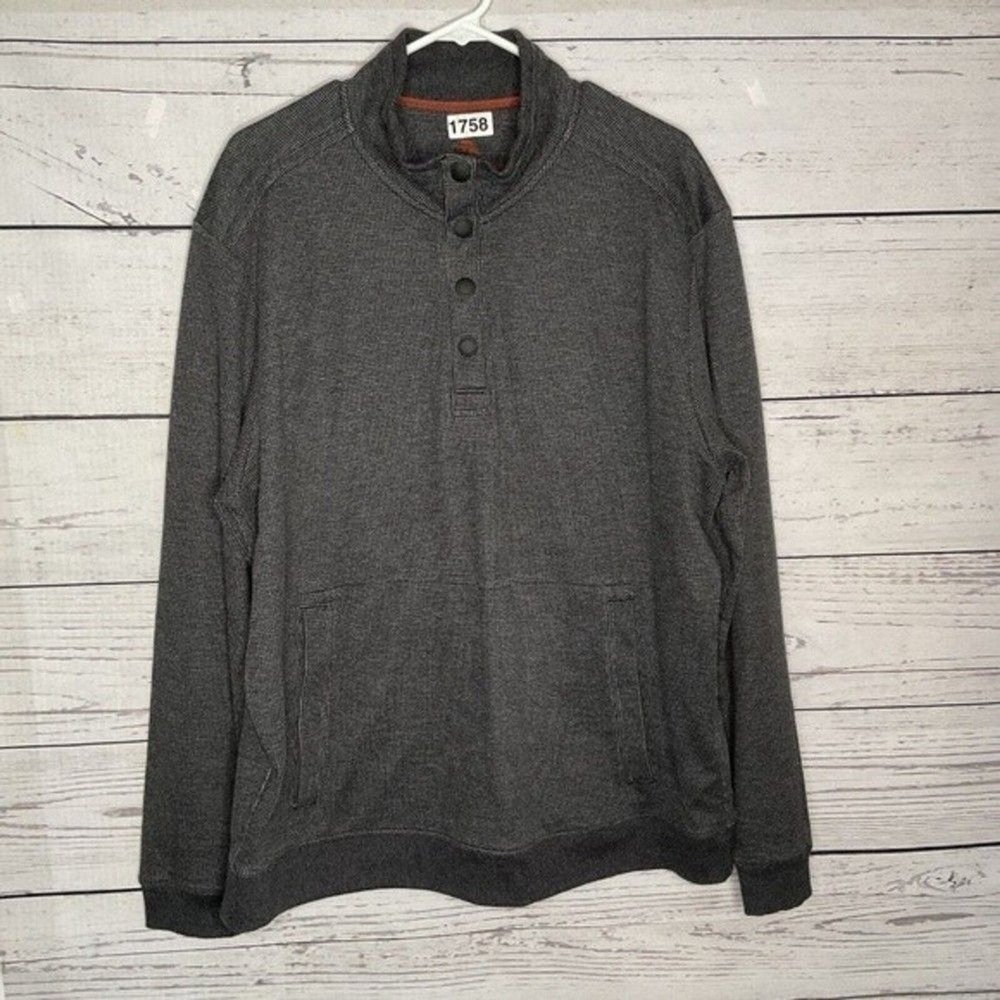 Tommy Bahama Dark Gray Knit 1/4 Snap MockNeck Sweater Men XL China